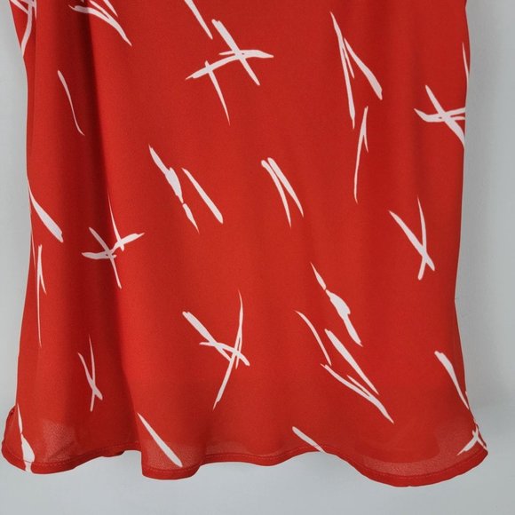 Gilli Red Beige Spaghetti Adjustable Strappy Scoop Loose Neckline Relaxed Top S - Picture 4 of 8